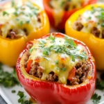 Gefüllte Paprika mit Hackfleisch und Käse First Image First Image